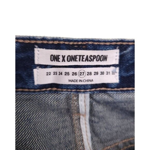 One Teaspoon 2020 High Waist Mid Length Denim Skirt 27 S Long Rise Super Fitted - Picture 10 of 11